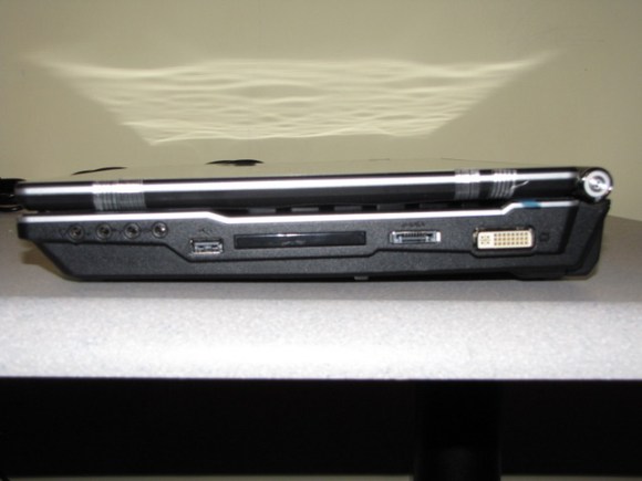 DVI, e-sata, USB, audio input/output and express card